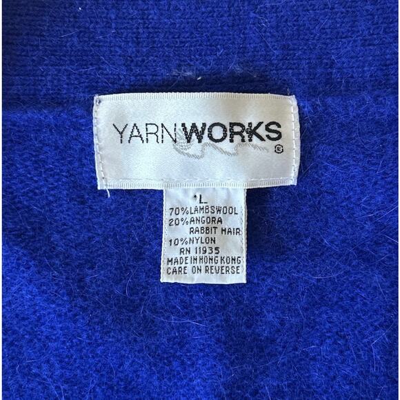 Vintage Yarn Works‎ Size Large Lambswool Angora Blend Blue V Neck Cardigan - Picture 7 of 7